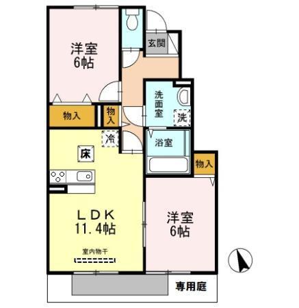 セジュールアカネ　A棟（A102） 間取り図画像