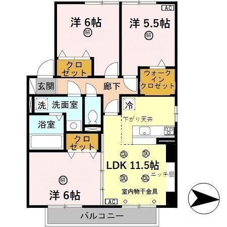リヴェール コート（201） 間取り図画像