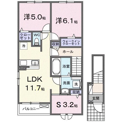 サンセールⅨ　Ａ（201） 間取り図画像