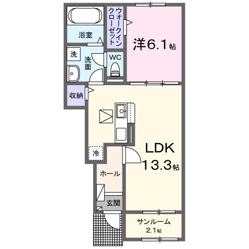 メゾングレーヌ東觜崎駅前Ｂ（104） 間取り図画像