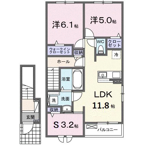 メゾングレーヌ東觜崎駅前Ａ（205） 間取り図画像