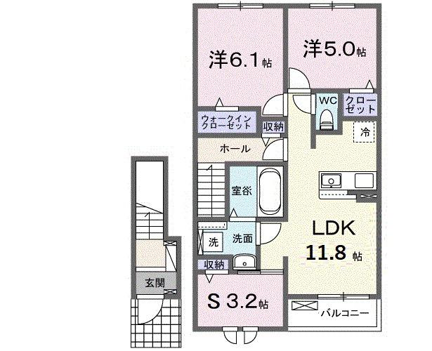 メゾングレーヌ東觜崎駅前Ａ（204） 間取り図画像