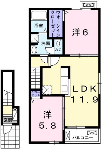サニー　ハピネスⅡ（203） 間取り図画像