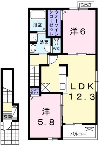 エスペランサ天神Ⅱ（203） 間取り図画像