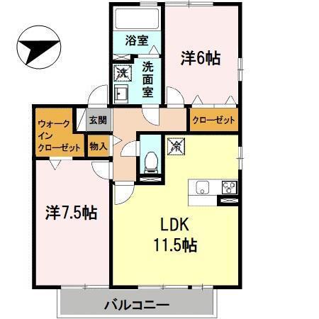 セジュール砥堀　Ｂ棟（201） 間取り図画像