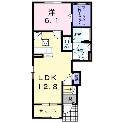 ヴィラ　ドゥ　グレーヌ梅ケ谷Ｄ（101） 間取り図画像