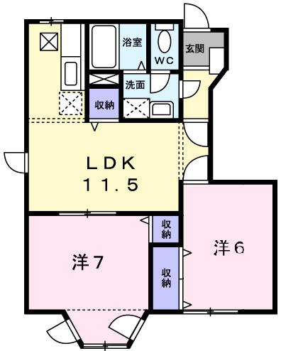 ハックベリーＳ　Ａ（102） 間取り図画像