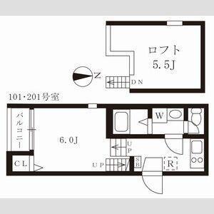 ハーモニーテラス栄生（201） 間取り図画像