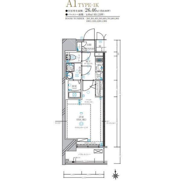 ディアレイシャス名古屋太閤通Ⅳ（601） 間取り図画像