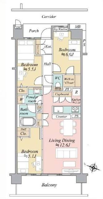 ルピアコート稲毛　〜リフォーム済・ペット飼育可〜 間取り図画像