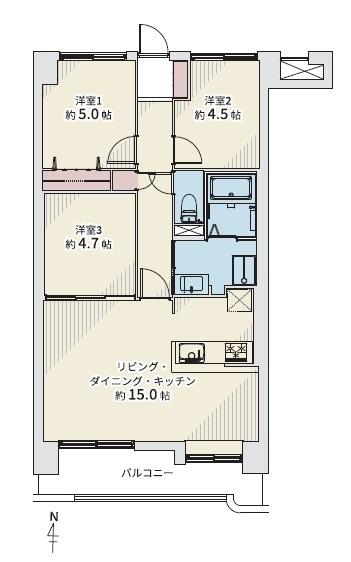 ライオンズマンション中の島通り 間取り図画像