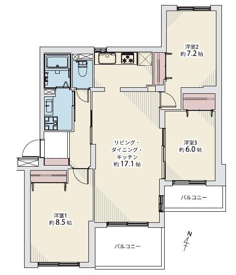 メゾンオーラ旭ヶ丘B棟 間取り図画像