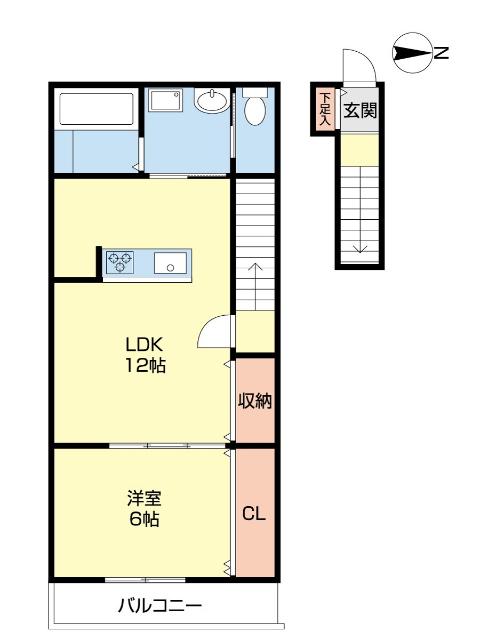 和歌山市杭ノ瀬アパート 間取り図画像