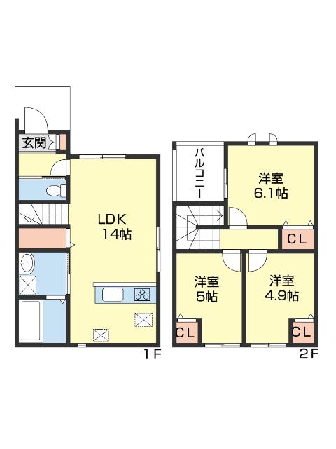 ヤマイチテラス西浜（D） 間取り図画像