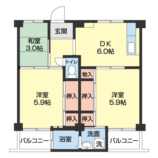 ビレッジハウス紀三井寺２号棟（0503） 間取り図画像