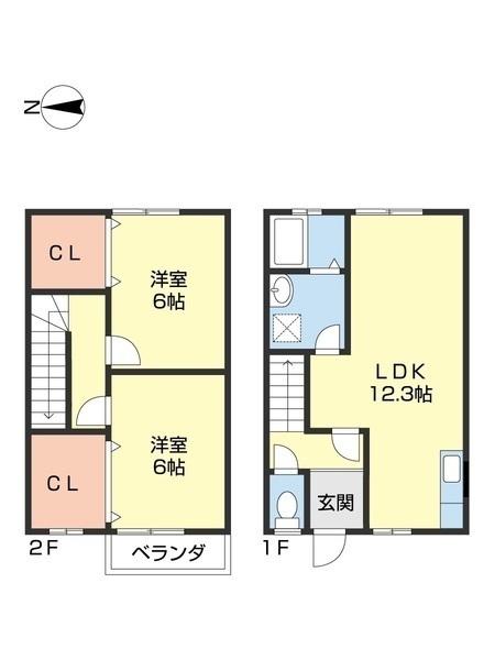 和歌山市鳴神テラスハウス 間取り図画像