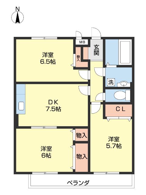 グリーンヒルとまと妙寺B棟 間取り図画像