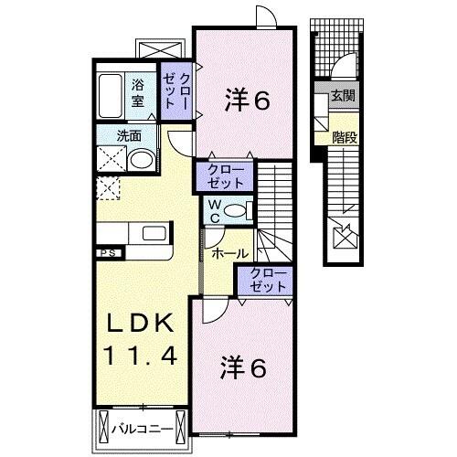 プレシャスコートＫ東松江Ⅱ（202） 間取り図画像