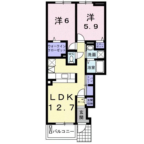アジュール岩出（105） 間取り図画像