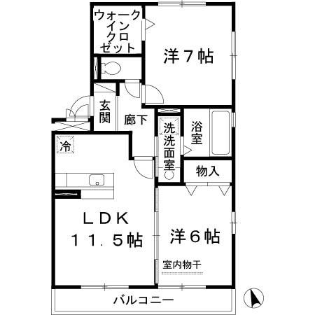ファミリーメイト矢田　Ｂ棟（B201） 間取り図画像