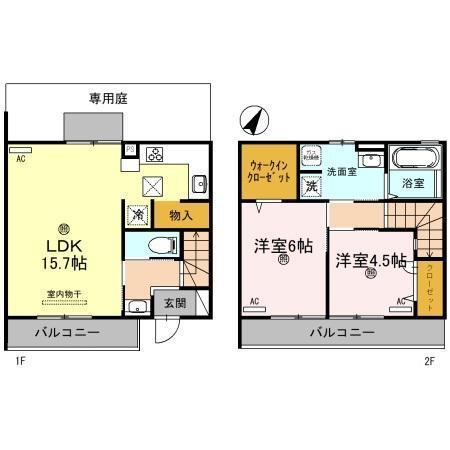 メゾネット岩橋Ⅱ（102） 間取り図画像