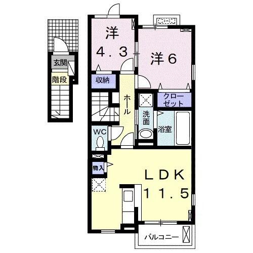 ラ・ヴィーユⅡ（201） 間取り図画像