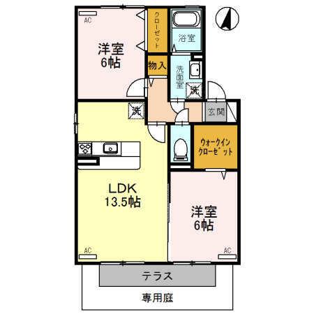 ガーデンコート　Ｂ棟（B205） 間取り図画像