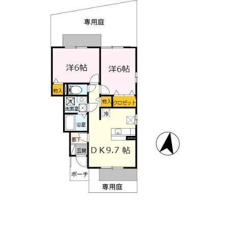 エリシオン日高　Ｆ棟（F102） 間取り図画像