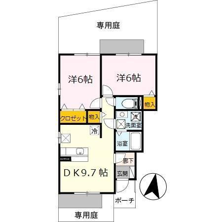 エリシオン日高　Ｆ棟（F101） 間取り図画像