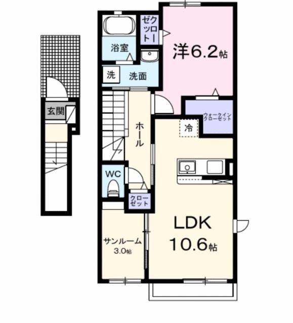 フロレゾンＢ（201） 間取り図画像