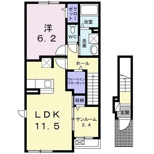 ウエスタン　ヴィレッジⅡ（201） 間取り図画像