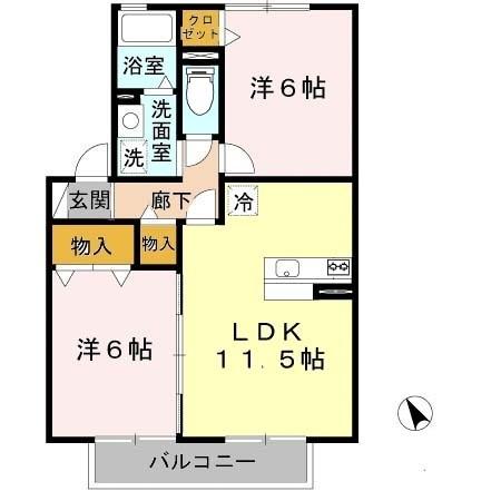 グリーンゲイブルズ　Ａ棟（A203） 間取り図画像