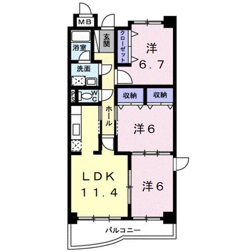 ＢｒｉｇｈｔＨｉｌｌｓ　Ｈ＆Ｋ（101） 間取り図画像
