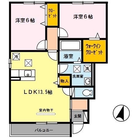 D-room秋月　B棟（B105） 間取り図画像