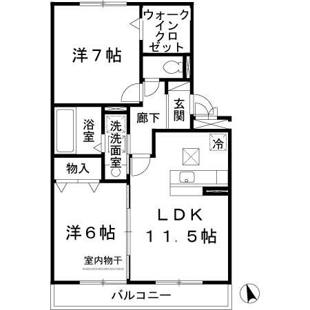 ファミリーメイト矢田　Ｂ棟（B102） 間取り図画像
