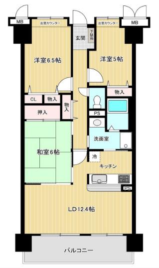 林間田園都市グリーンコート五番館 間取り図画像