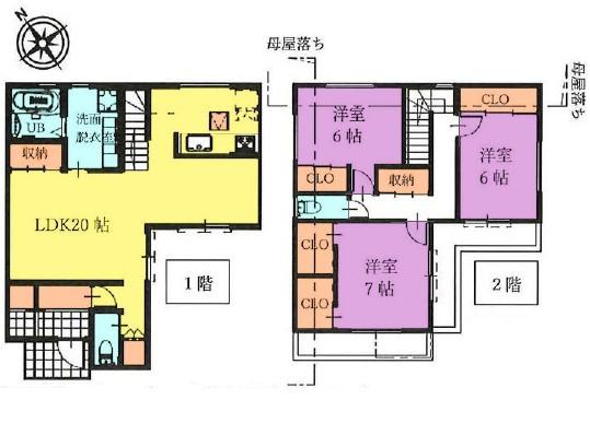 武蔵村山市岸1丁目全2棟　B号棟 間取り図画像