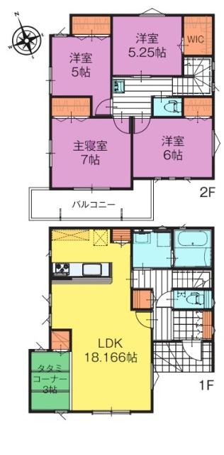 いろどりアイタウン武蔵村山市伊奈平5丁目全2棟　1号棟 間取り図画像