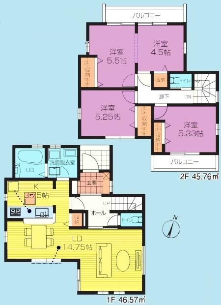 間取図　1号棟
