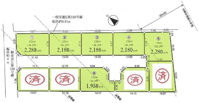 武蔵村山市岸1丁目全10区画　8区画　土地 区画図