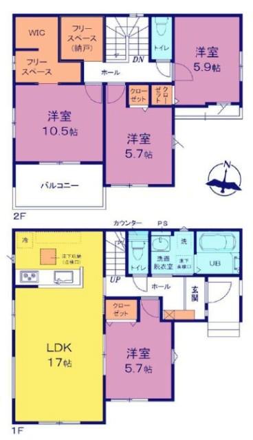 KIS武蔵村山市学園1期全3棟　3号棟　 間取り図画像