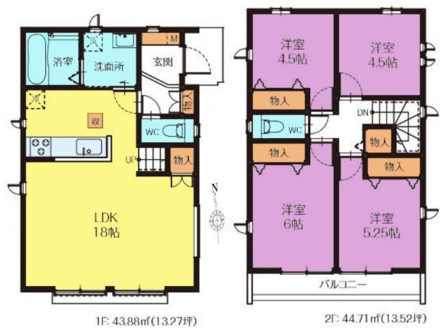 ハートフルタウン小平鈴木町1丁目全8棟　E号棟 間取り図画像