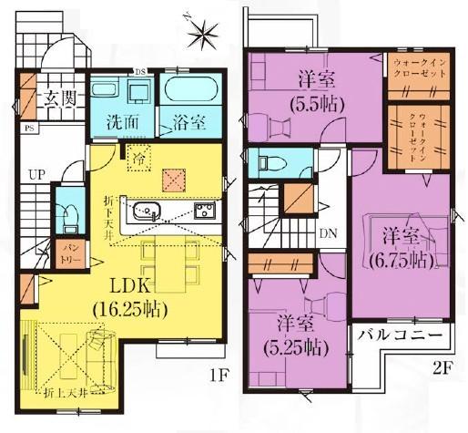 グラファーレ武蔵村山市残堀3期全4棟　3号棟 間取り図画像