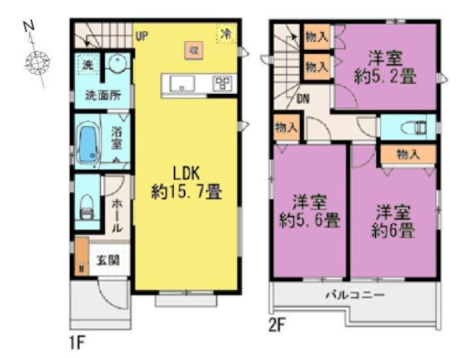 ハートフルタウン小平市上水南町2丁目全5棟　Ｂ号棟 間取り図画像