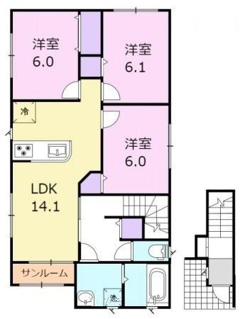 ViVi下堀　B棟（201） 間取り図画像