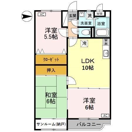 ファミーユ布瀬（203） 間取り図画像