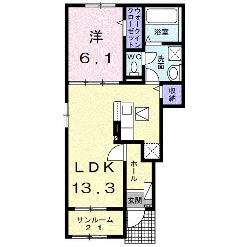 ベルフラワーＢ（101） 間取り図画像