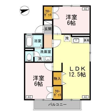パークタウン立山　Ｂ棟（101） 間取り図画像