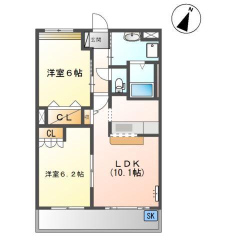 ウエストヴィラージュ（Ｗｅｓｔ　Ｖｉｌｌａｇｅ） 間取り図画像