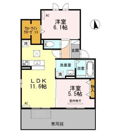 セジュール　三ツ池　Ｂ棟（105） 間取り図画像